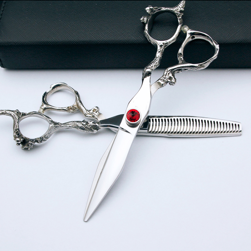 Dragon-Shaped Handle 6 Inch Barber Scissors Set 440C Stainless Steel Shears