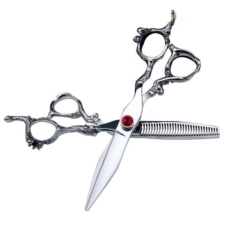 Dragon-Shaped Handle 6 Inch Barber Scissors Set 440C Stainless Steel Shears