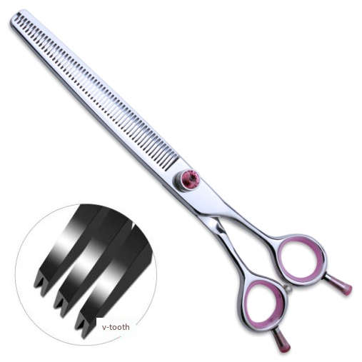 Bent Shank pet grooming Thinner Scissors 7.5 inch Radian v-tooth